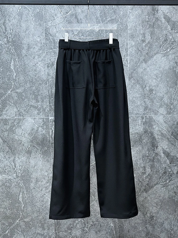 2025 Spring New Design Sense Belt Straight-Leg Suit Pants Loose Casual Long Pants Men's Ins Korean Version