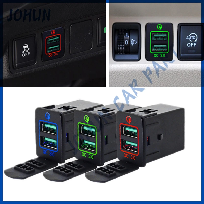 

1PC Car USB Charger Quick Charge QC3.0 Phone Charging Adapter For Nissan X-Trail T32 2014 Qashqai J11 2015 Tiida NP300 Navara