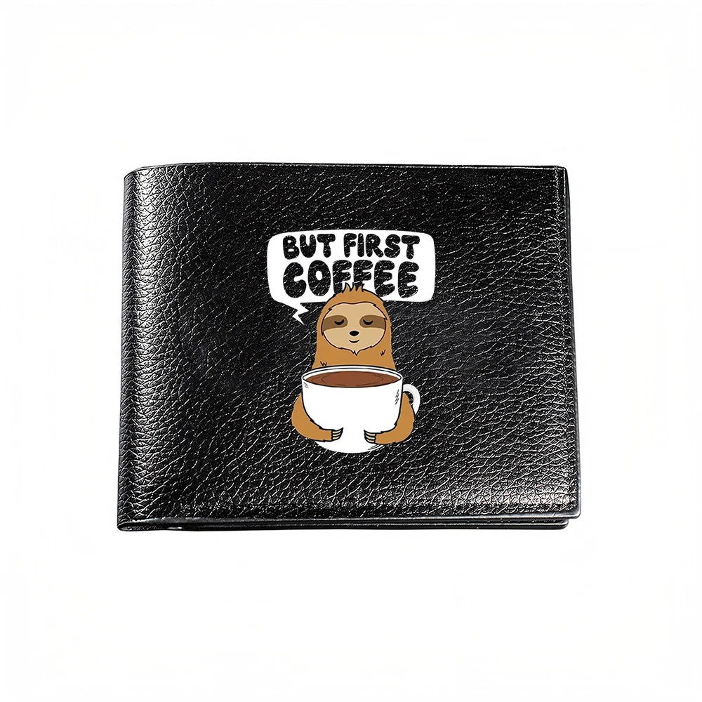 But First Coffee Sloth Design Men's Wallet Card Holder Casual Business Fashion Print