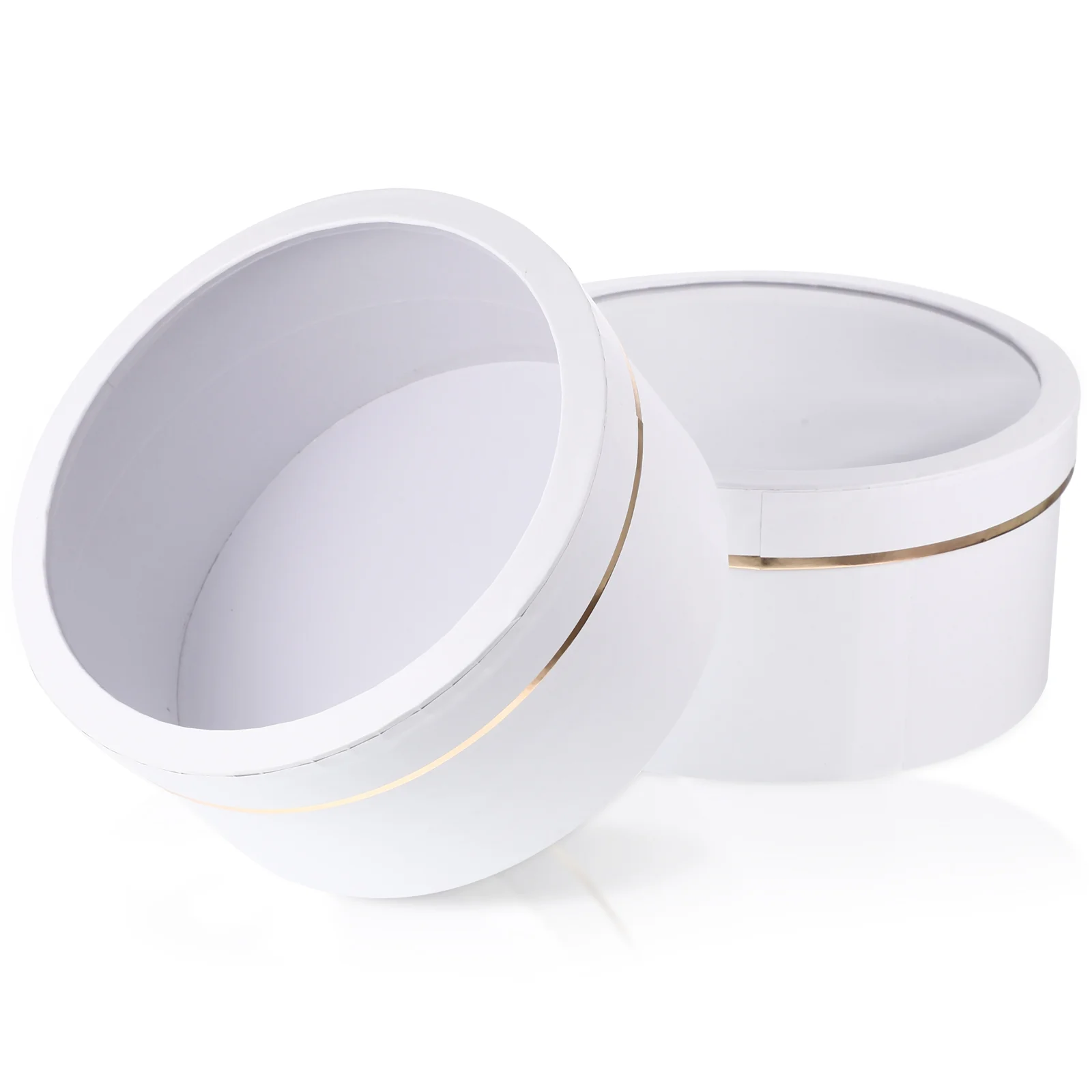 

2 Pcs Round Gift Package with Window-Type Holes Boxes Floral Favor Bouquet for Flowers Arrangements Pvc Bridesmaid