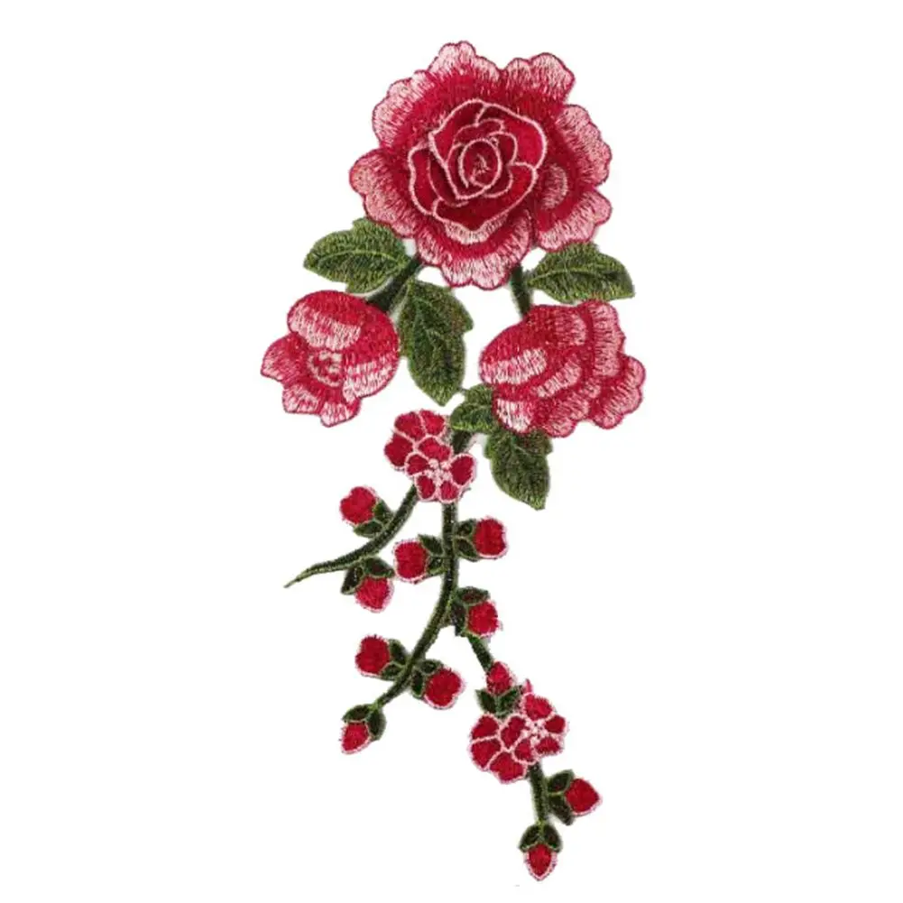 

Sewing Clothing Accessories Floral Embroidered Patches Iron On Patch Long String Flowers Clothes Sticker Embroidery Patches