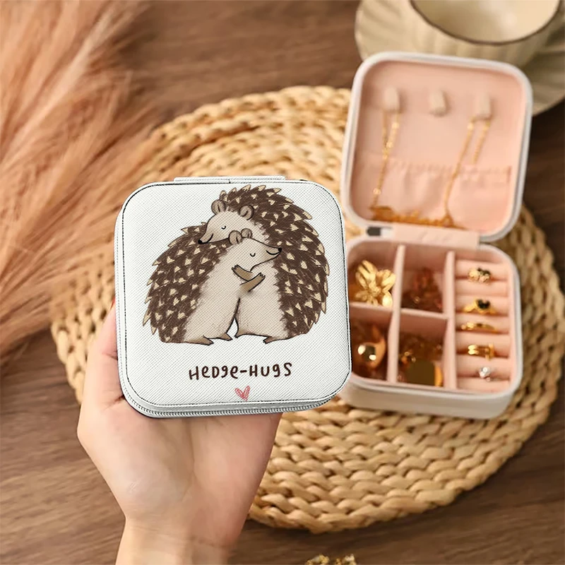 1pc Hedge-hugs Portable Jewelry Storage Box, Simple Jewelry Organizer Box,Gifts Box For Women