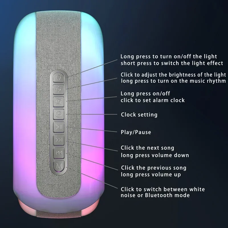 ooth Speaker App Control RGB Night Light Las Lomp Alarm Clock Portable WirelesBluetudspeaker Music HiFi Stereo Sound Subwoofer