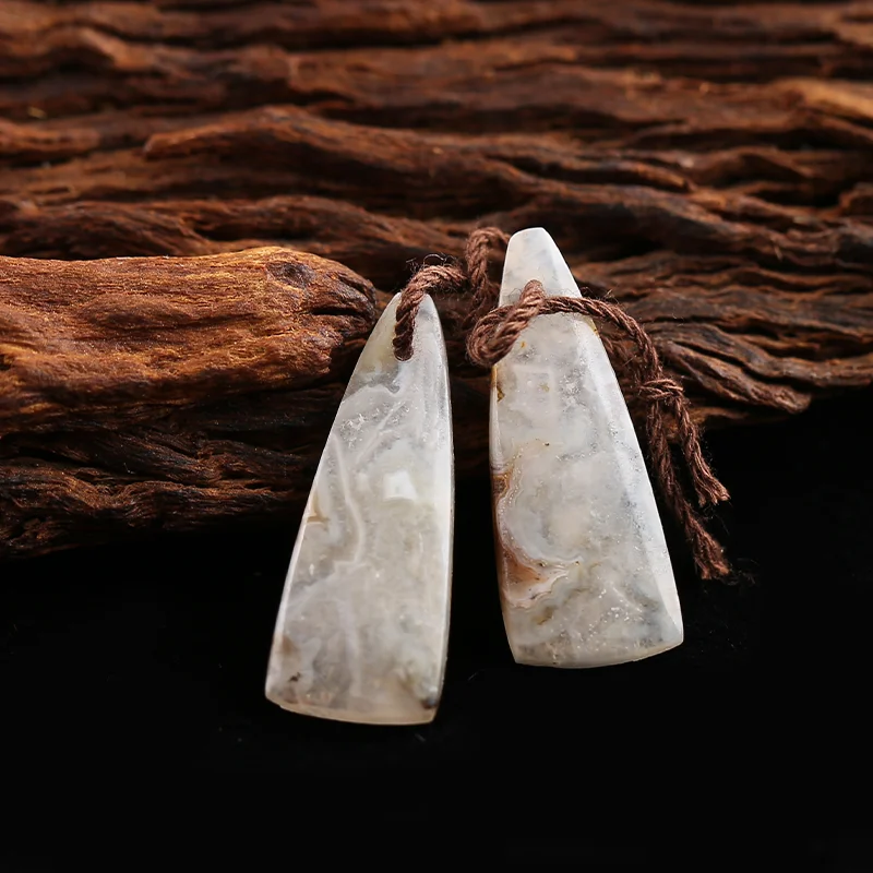 

White Crazy Lace Rosetta Stone Carved Earring Bead——Fashion Jewelry Necklace Handmade Natural Jewelry