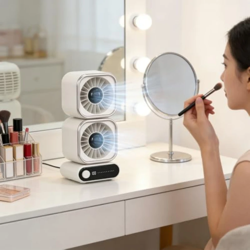 

Настольный турбовентилятор с двумя головками, перезаряжаемый, 4000 мАч, 100 скоростей, бесшумный, портативный, для офиса, дома, путешествий