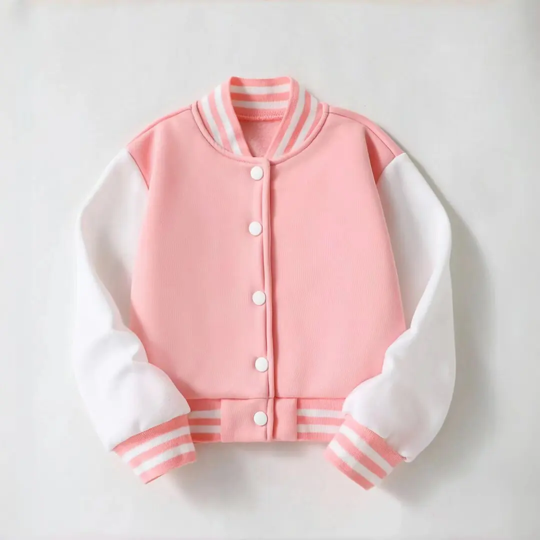 Girls' Spring and Autumn Jacket Ins Children's Clothing Girls' College Style Knitted Cardigan Contrast Color Casual Spring and A