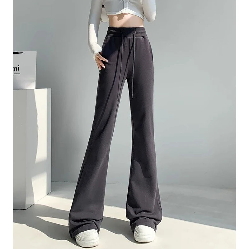الفتيات مصمم الأزياء مستقيم الساق Sweatpants سيدة عالية الخصر سليم صالح السراويل النساء الجديدة مريحة اليومية متوهج السراويل