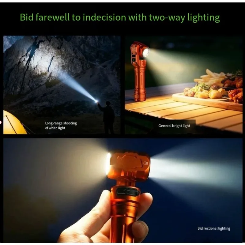 WK1 Dual Lighting Flashlight Magnetic Strong Long Range Torch Outdoor Portable Rotary Lighting Maintenance Inspection Flashlight