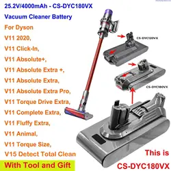 CS 4000mAh Vacuum Cleaner Battery for Dyson V15 Detect Total Clean,V15 Detect Absolute Extra,V11 Fluffy Extra,V11 Torque Size