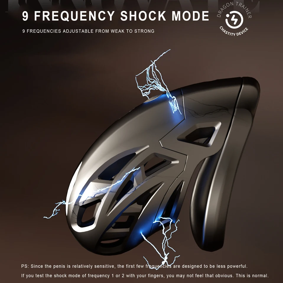 APP Controlled Shock Chastity Cage for Men Adjustable Breathable Penis Lock with 9 E-Stim Modes Magnetic Charge Multiple Rings view 3