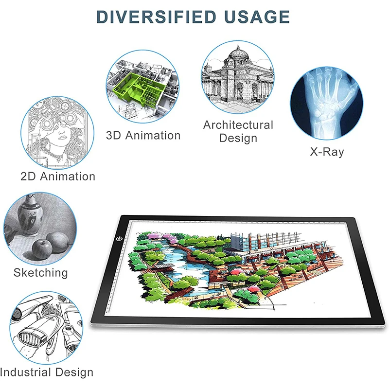 917人気グラフィックライティングタブレットワイヤレスLED描画ライトボード5Vタトゥースケッチパッドディスプレイボード調節可能な調光ライトB