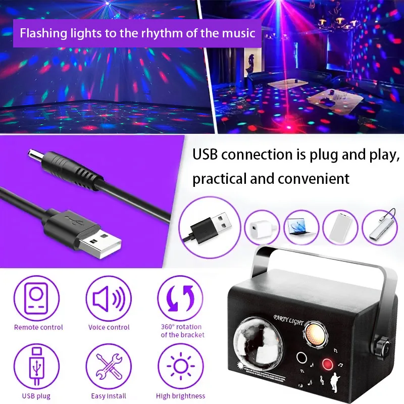 10W Party Lights Dj Stage Laser Disco Light Christmas Projector Sound Activated Dance Birthday Bar Wedding Decoration USB Lights view 5