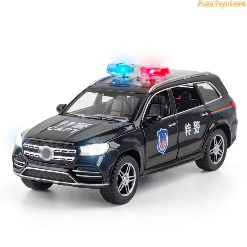 

1:32 Mercedes Benz GLS580 Police Car Alloy Model Toy Car Sound Light Pull Back Off Road Diecasts Toys Vehicle For Kids A79