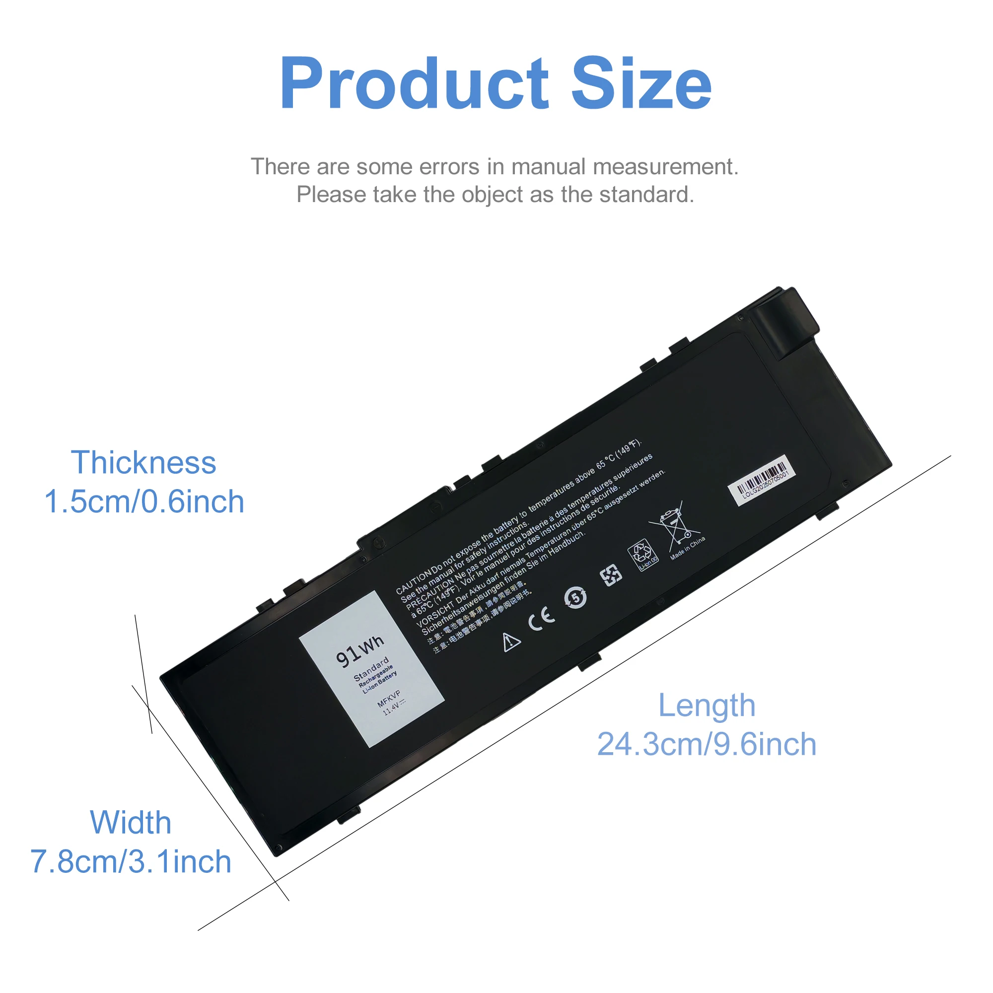 91Wh MFKVP GR5D3 Battery for Dell Precision 15 7510 7520 M7510 17 7710 7720 M7710 Series M28DH 1G9VM T05W1 0FNY7 TWCPG 451-BBSF