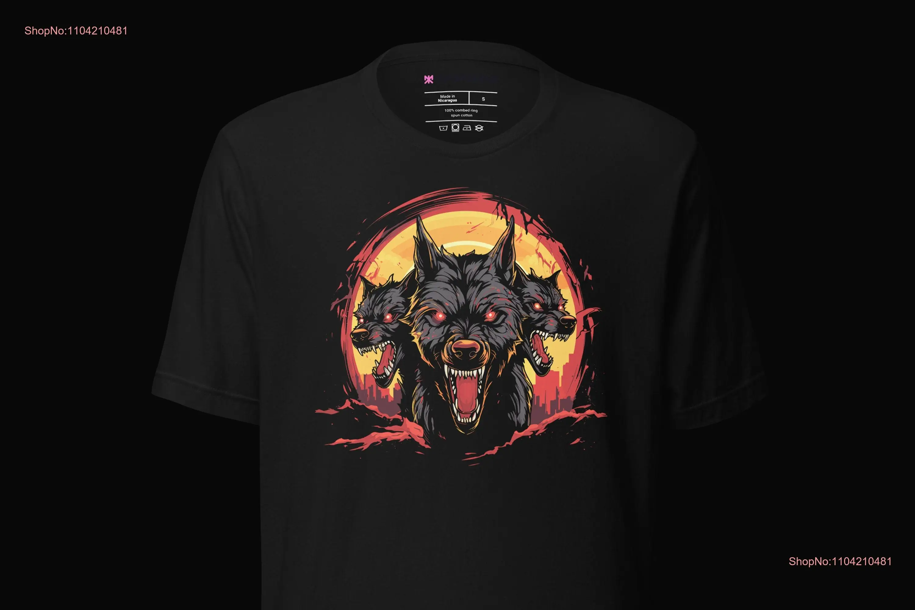 Cerberus T Shirt Design Greek Myth Horror long or short sleeves