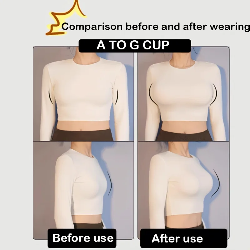 Women's Wireless Push-Up Bra Set, Full Coverage Silicone Underwear, Self-Adhesive Nipple Covers, Hand Wash Only, No Print Design image 4