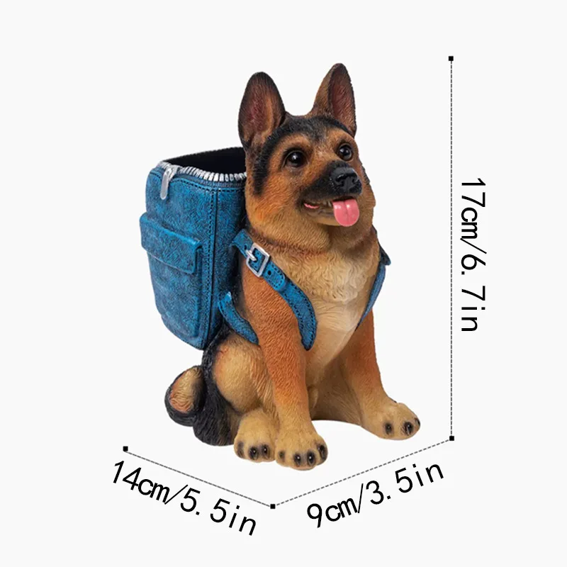 Cute Border Collie Resin Pen Holder Creative Dog Desk Organizer Fashion Office Stationery Storage Home Desktop Decor Craft Gift