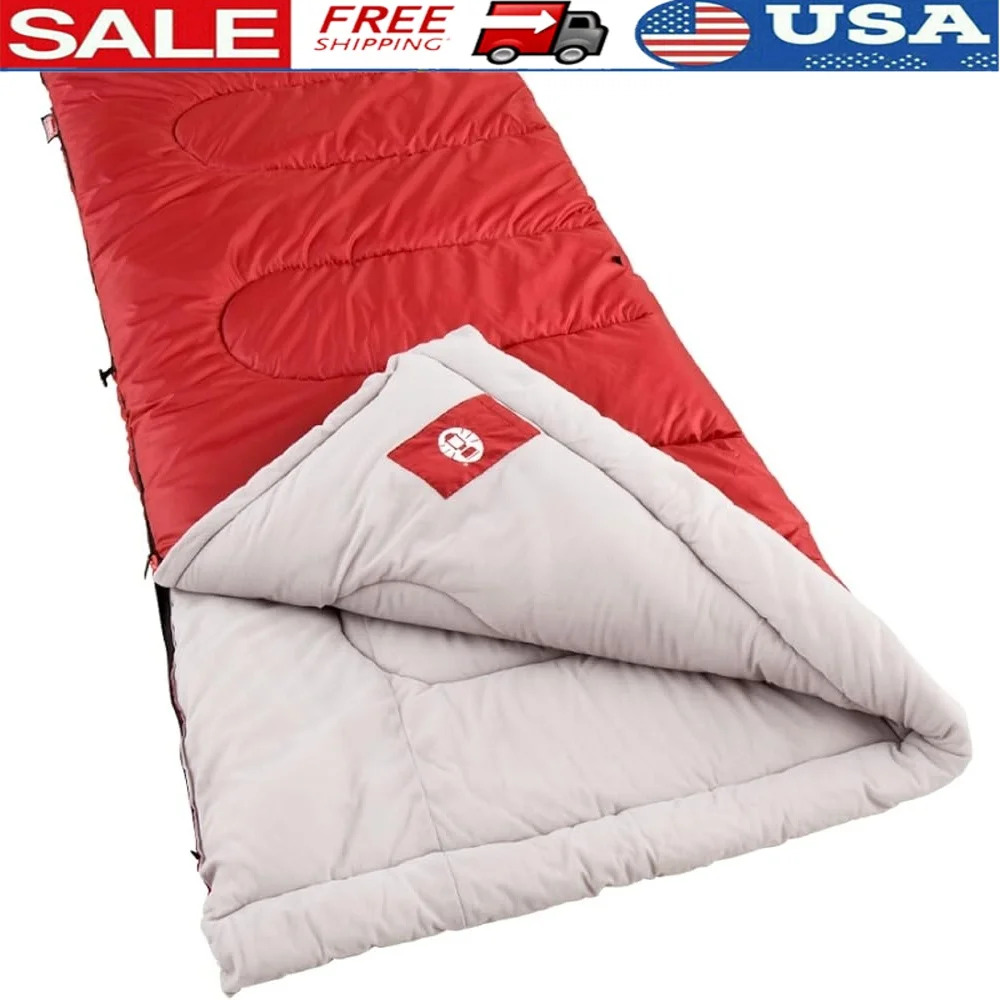 

Palmetto Rectangular Sleeping Bag 30F to 50F Cool Weather Camping Lightweight Thermolock Zipper Easy Roll Control Machine