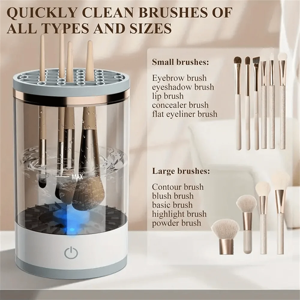 USB Makeup Brush Cleaner Dryer Storage 3-In-1 Visual Body For All Brush Sizes
