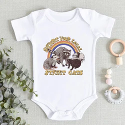 Humor Funny Raccoon Priny Newborn Baby Bodysuit 90s Harajuku Summer Infant Onesies Short Sleeve Street Toddler Boy Girl Clothes