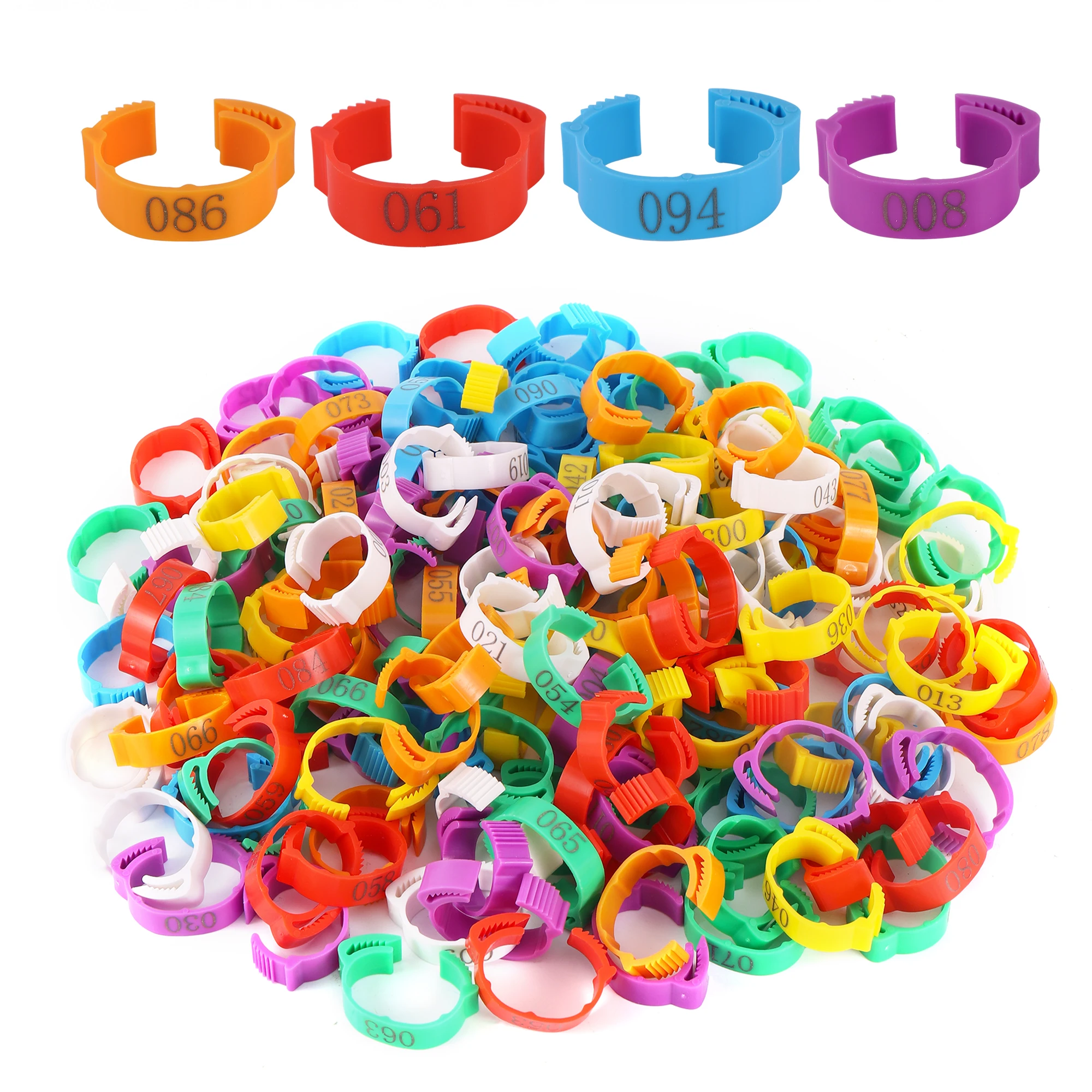 100PCS Chicken Foot Ring Adjustable Size Poultry Leg Digital Label Buckle Ring 6 Colors Plastic Chick Duck Goose Farm Equipment