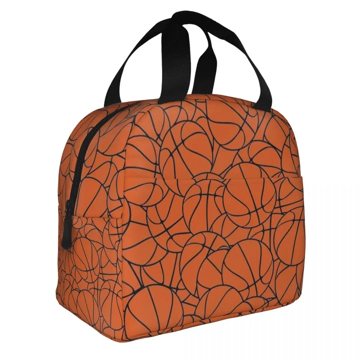 Fiambrera con patrón de baloncesto para hombre y mujer, bolsa térmica, reutilizable, a prueba de fugas, para viaje escolar