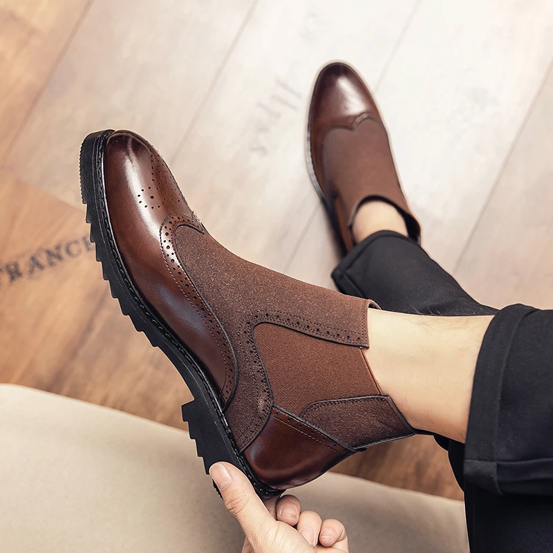 Botines sin cordones para hombre con bloques de color: Estilos urbanos, casuales y de vacaciones – Perforados, transpirables, tallas grandes