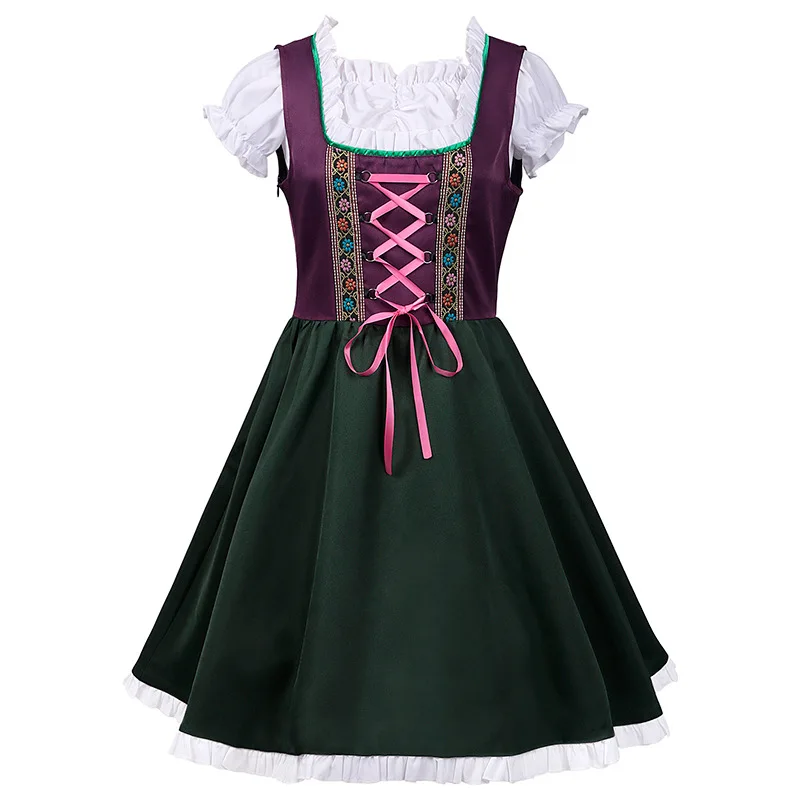 Women's Oktoberfest Beer Girl German Dress Square Neck Apron Cosplay Costume Party Dresses for Women Festival Performance