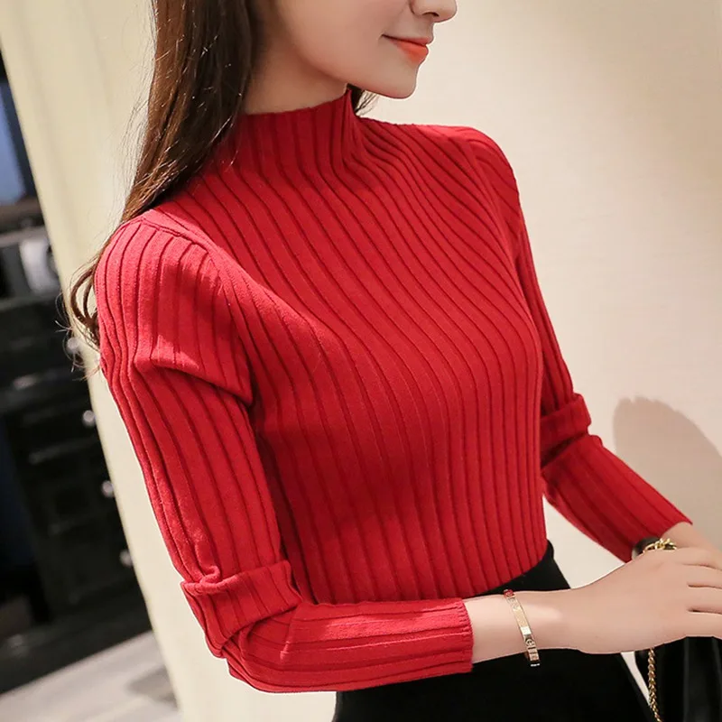

Women's Pullover Long Sleeve Slim Knitted Turtleneck Fashion Casual Thermal Sweater Tops