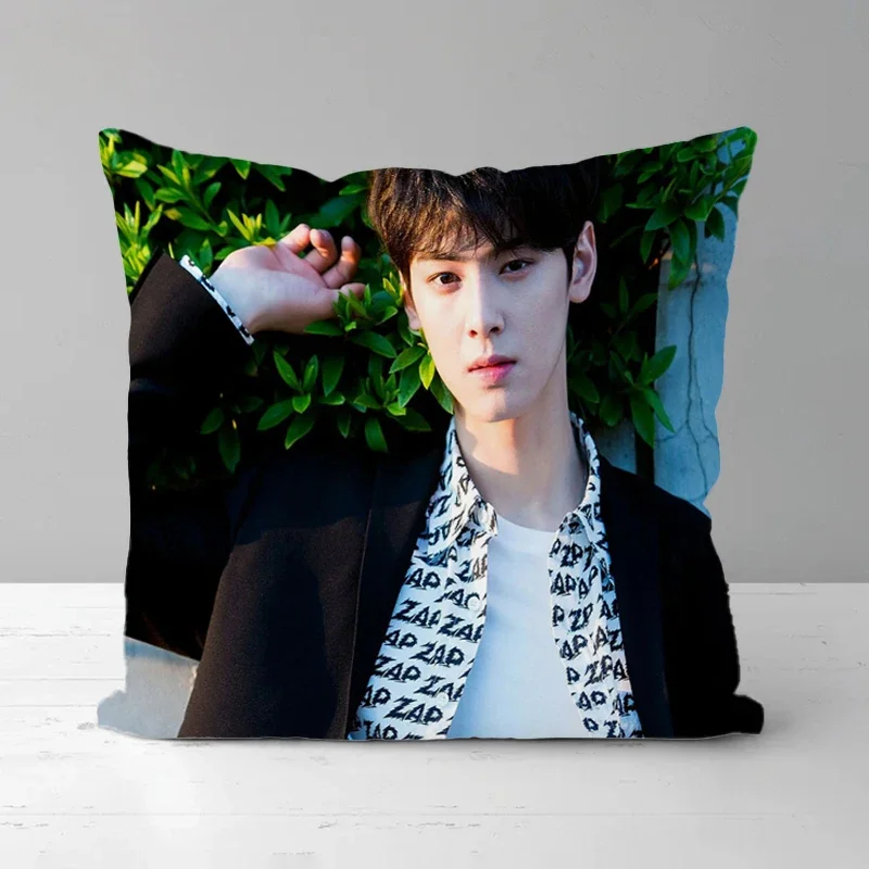 Cha EunWoo Pillow Covers Decorative Cushions Cover for Sofa Double-sided Printing Kpop Pillows Decor Home Short Plush Pillowcase