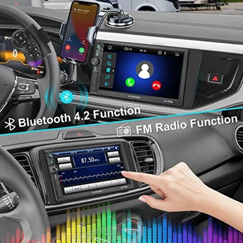 

Double DIN Car Audio 7-Inch Car Audio Touch Screen Audio With Reversing Camera, Carplay