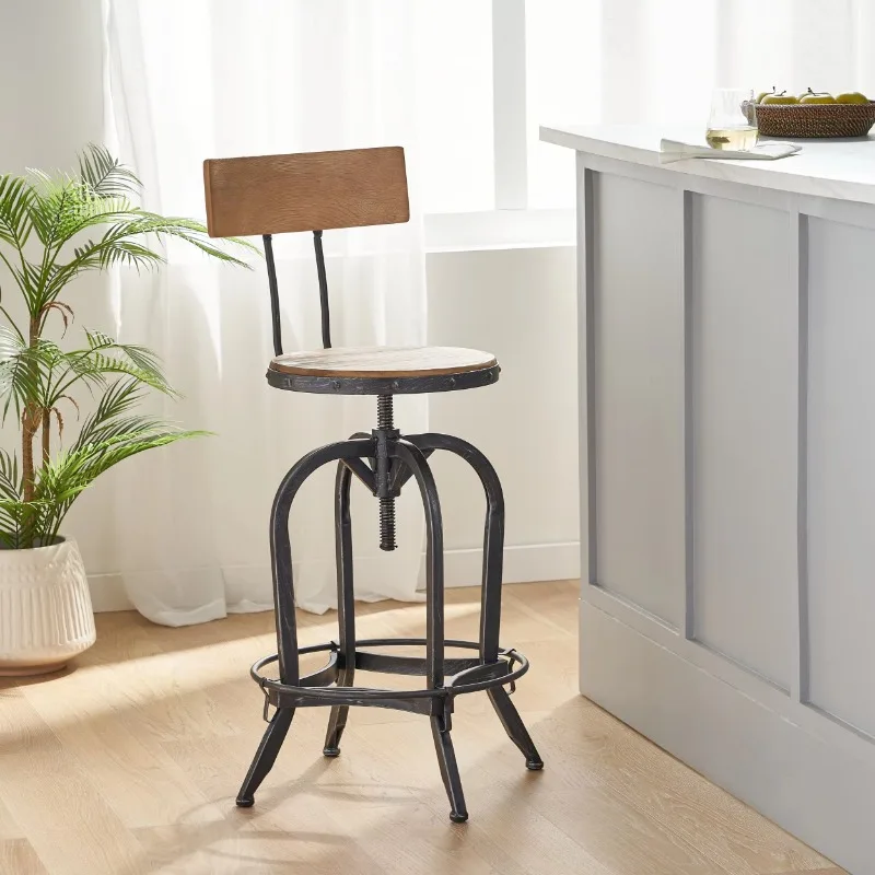 Adjustable height rotating bar stool with fir and high back bar chair restaurant chair