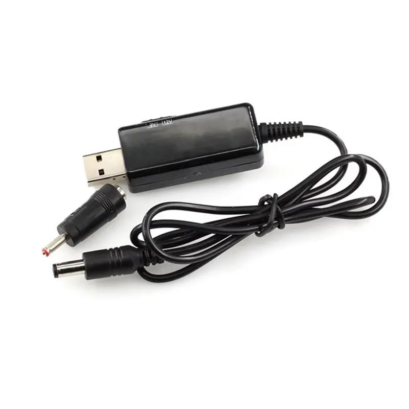 DC 5V to 9V 12V USB Boost Converter 3.5x1.35mm Adapter Cable Connecter Adjustable Voltage for Power Converter Charger Router E2