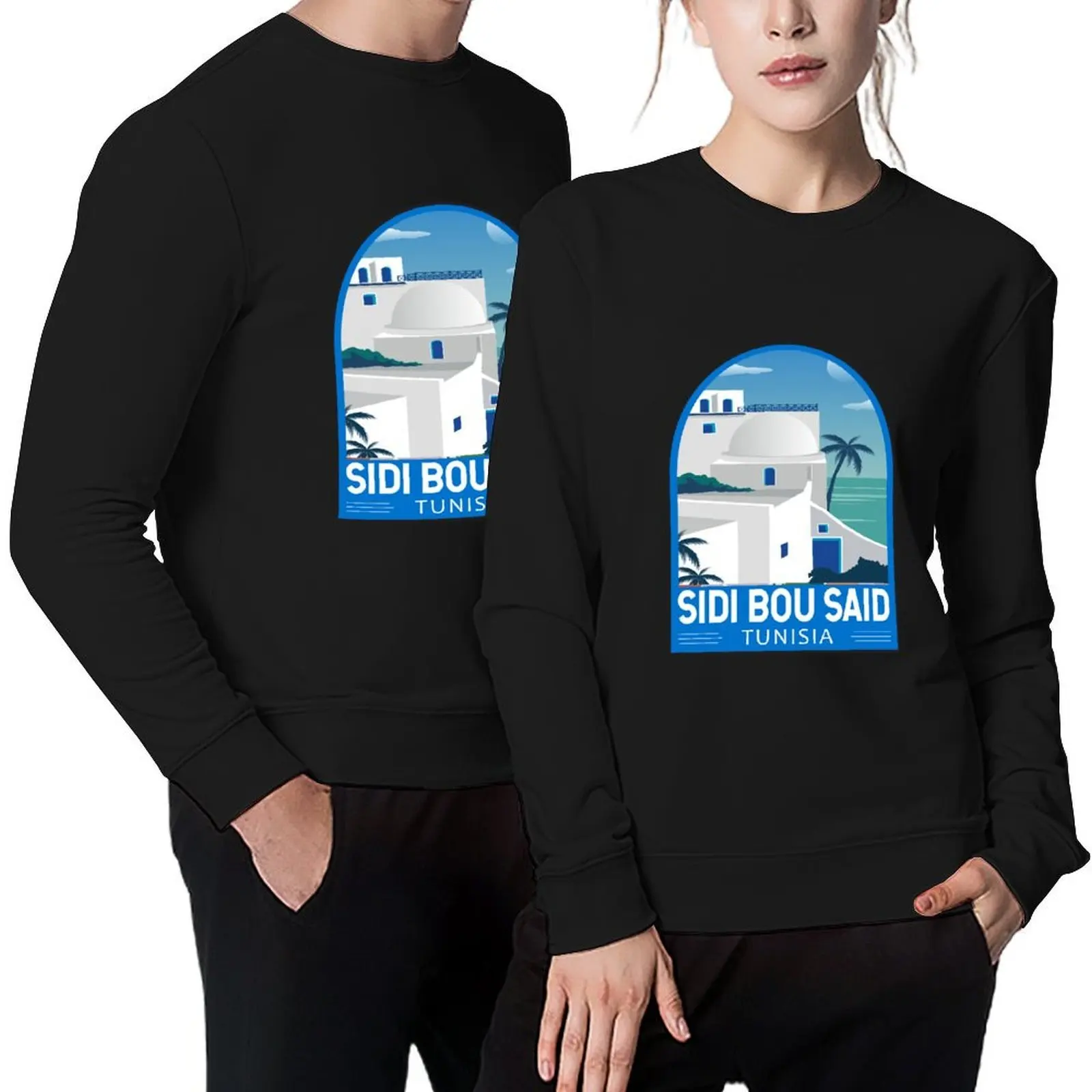 

Sidi Bou Said Tunisia Retro Emblem Pullover autumn clothes tracksuit korean clothes sweatshirts for men