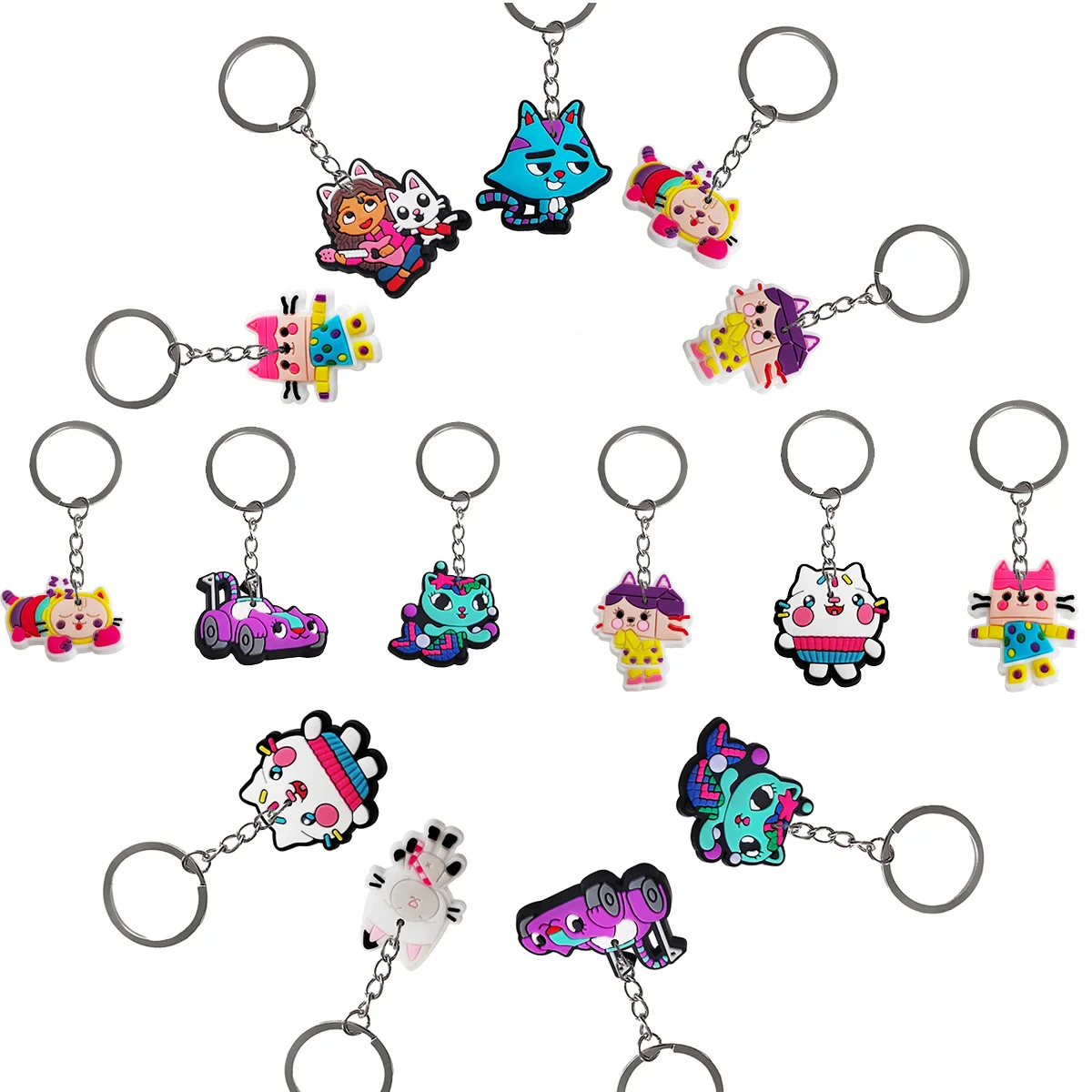 

10Pcs Gabby Dollhouse Cats Keychains for Girls Birthday Party Favors Cute Keychains for School Carnival Rewards Christmas Filler