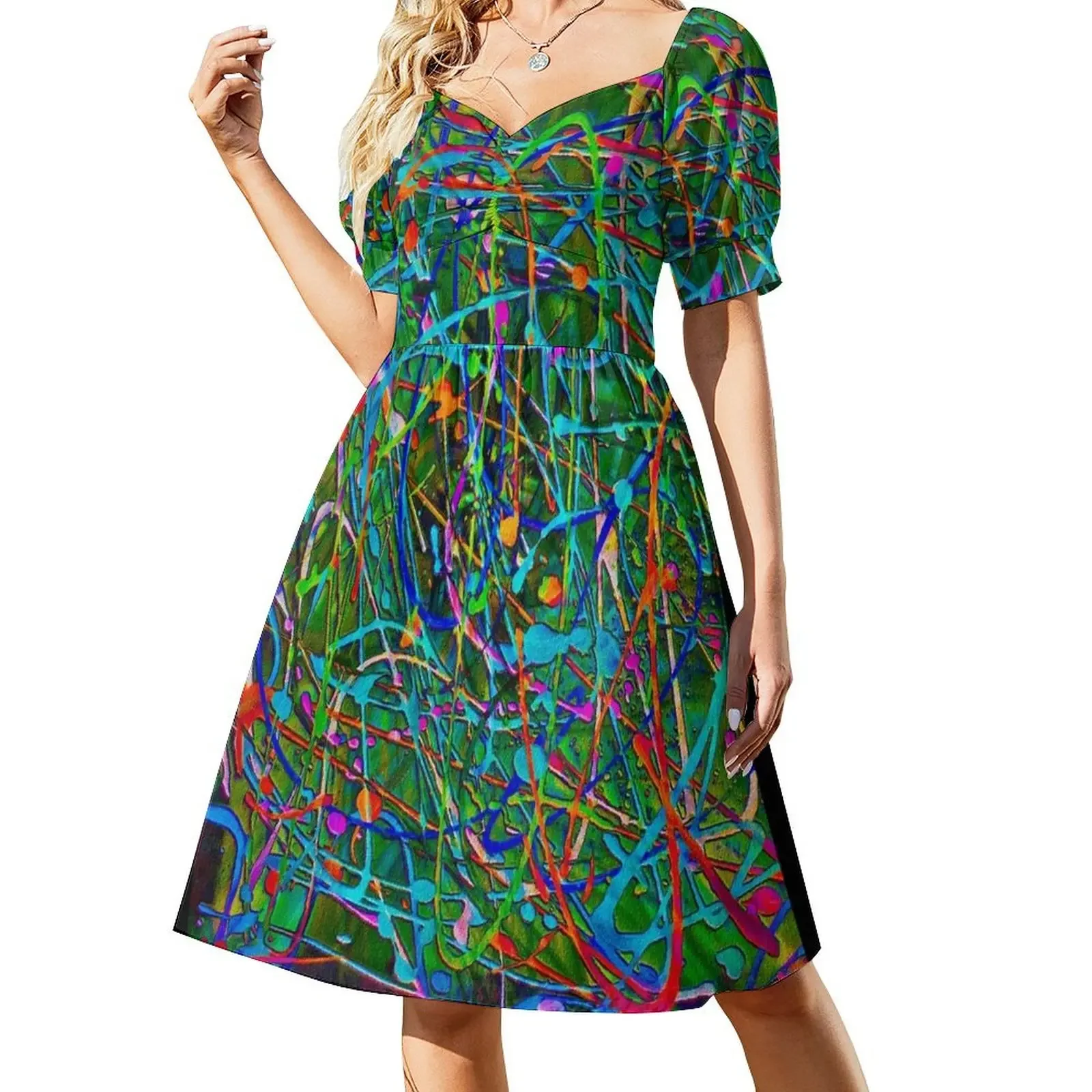 

Where Lines Meet Short-Sleeved Dress chic and elegant woman dress sexy short dresses daring