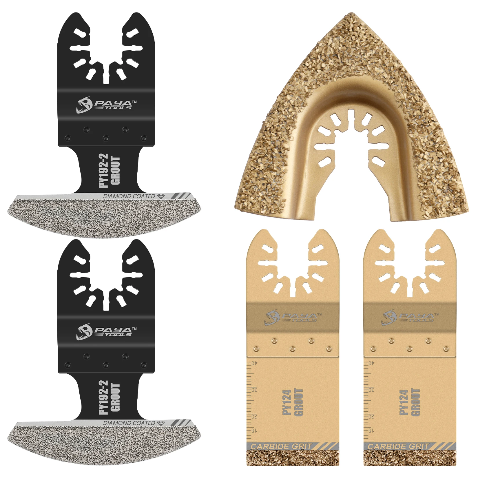 

PAYA Mixed 5PCS Diamond and Carbide Oscillating Tool Blade Set Multi Tool Mortar Cutting Saw Blades Precise for Grout Removal