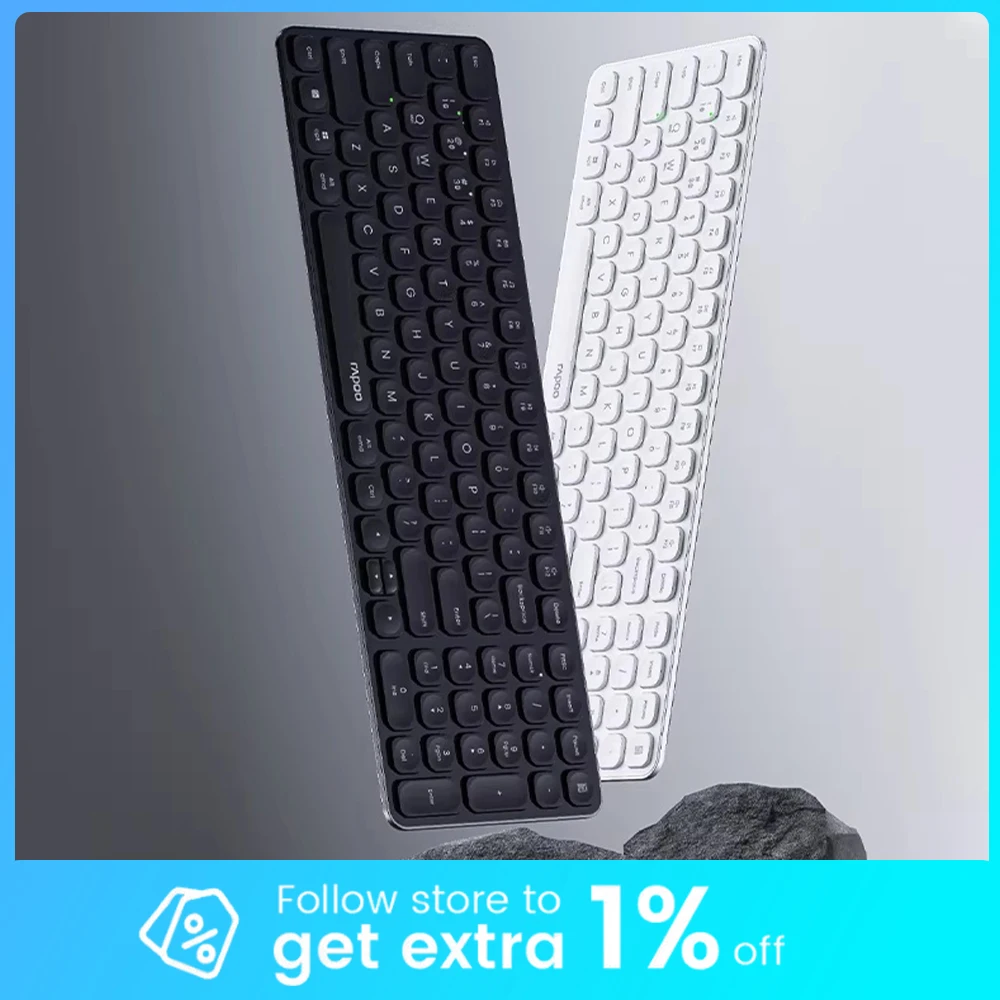 

Беспроводная клавиатура Rapoo E9300G с легкими ножничными переключателями 3,9 мм², удобная для пальцев, мультирежимное подключение, офисная клавиатура, аксессуары для ПК