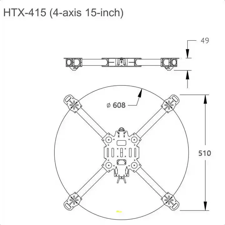 

HTX415 4-осевая 15-дюймовая рама 15-дюймовая сверхбольшая гоночная подходит для двигателей 4214, аксессуары для БПЛА, детали для дронов, простая установка