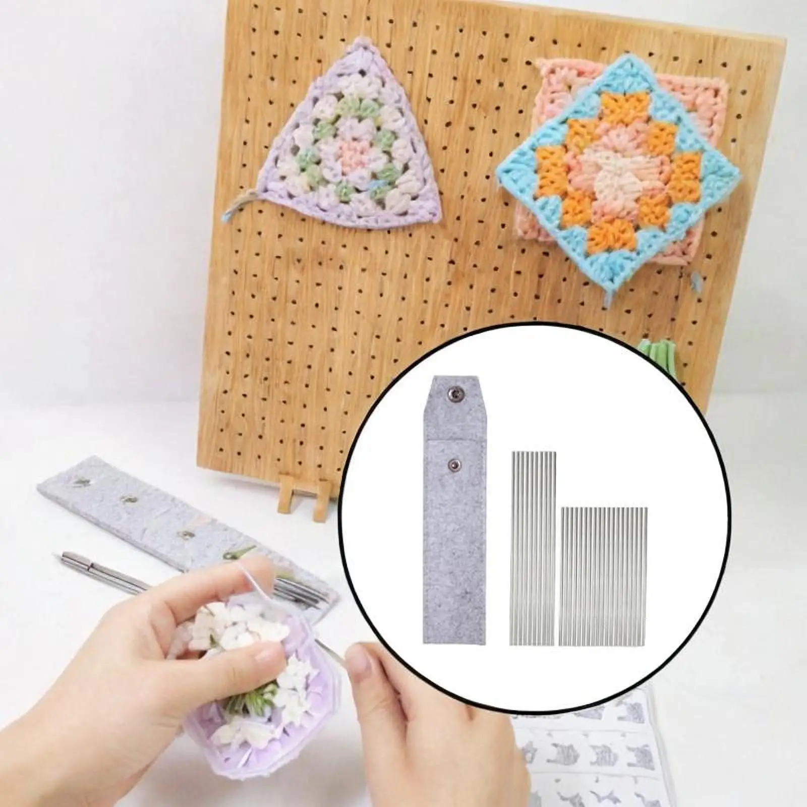 Stainless Steel Rod Pins for Knitting Block Boards Smooth with Travel Pouch