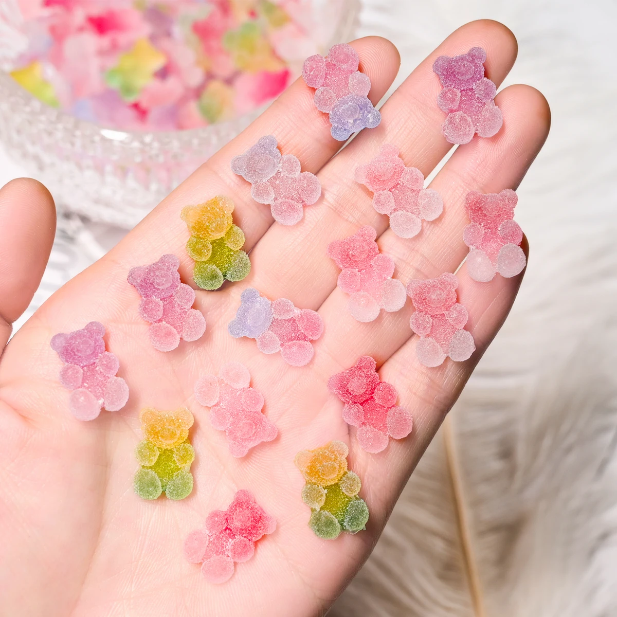 Breloques pour ongles en résine 3D, 50 pièces, ours bonbon, Y2K, dégradé Kawaii, gommeux, ours coloré, ornements pour ongles, épingle à cheveux, artisanat de téléphone, déco