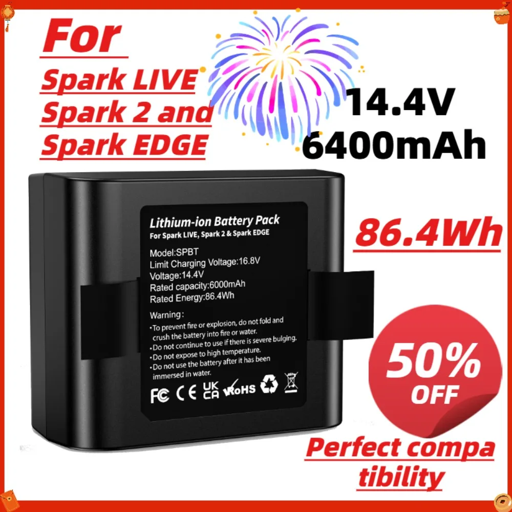 6000mAh 14.4V Battery Compatible with Positive Grid Spark LIVE/Spark 2/Spark Edge - Replacement Li-ion Speaker Battery Pack