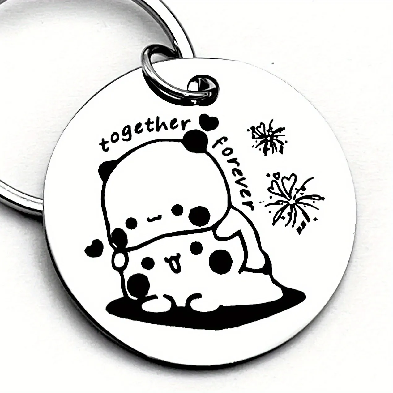 Bubu Dudu Love Bear Design Stainless Steel Keychain, Perfect Gift for Couples, Fashionable, Elegant and Cute Gift