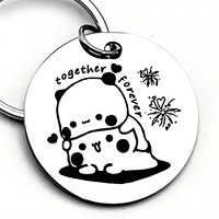 Bubu Dudu Love Bear Design Stainless Steel Keychain, Perfect Gift for Couples, Fashionable, Elegant and Cute Gift