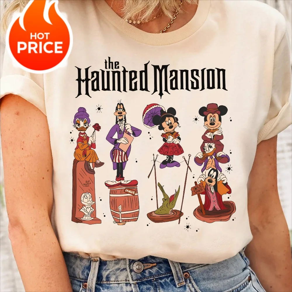 قميص Potdemiel The Haunted Mansion Foolish Mortals قميص ميكي والأصدقاء غرفة التمدد تي شيرت الهالوين ديزني موسم مخيف