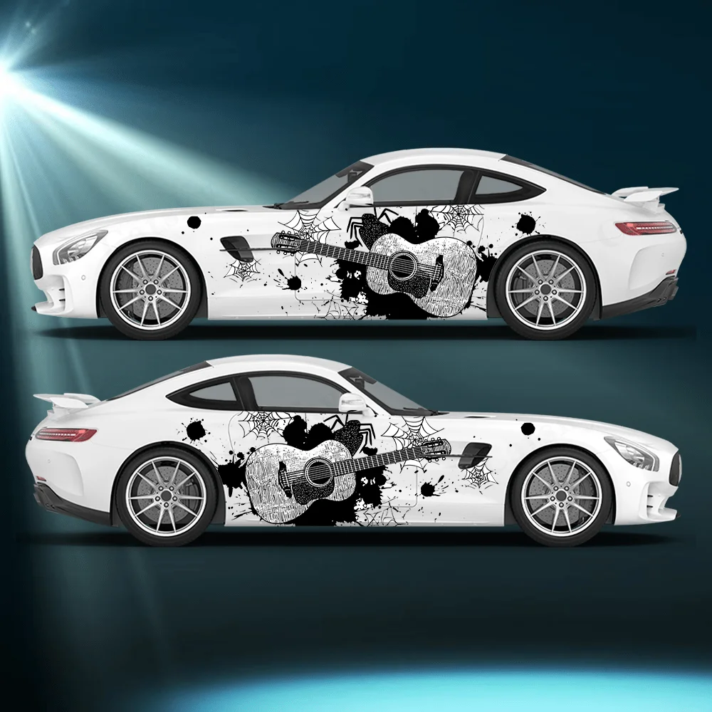 

Spider Playing Guitar Decals Full Body Floral Decoration Covering Scratches Protect Car Decals Waterproof Car Vinyl Wraps
