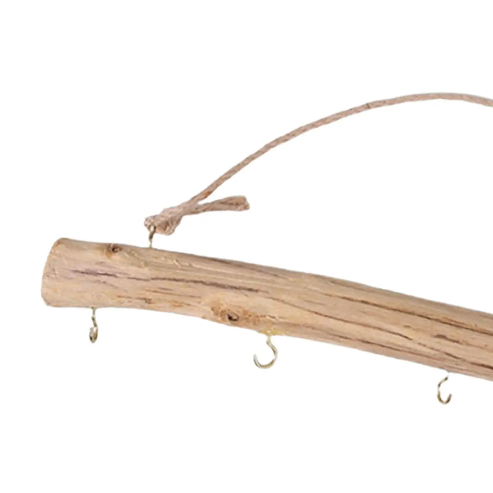 Beige Wooden Wall Hook Branch Design Coat Hanger for Jewelry Hats Bags Keys Home Vintage Shelf