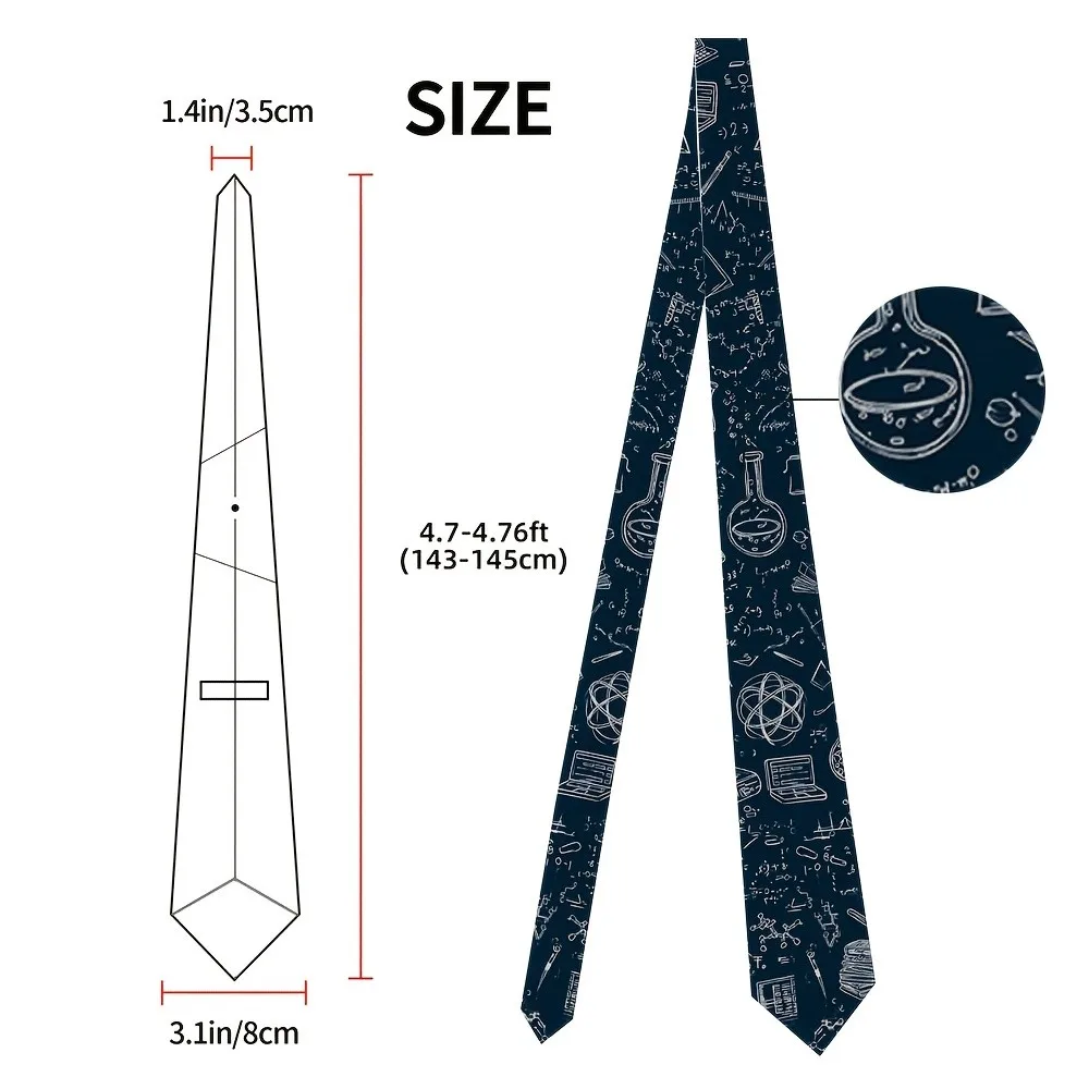 1pc Science Themed Necktie Suitable for Speeches Client Dinners Weddings Elegant Doodle with Scientific Symbols