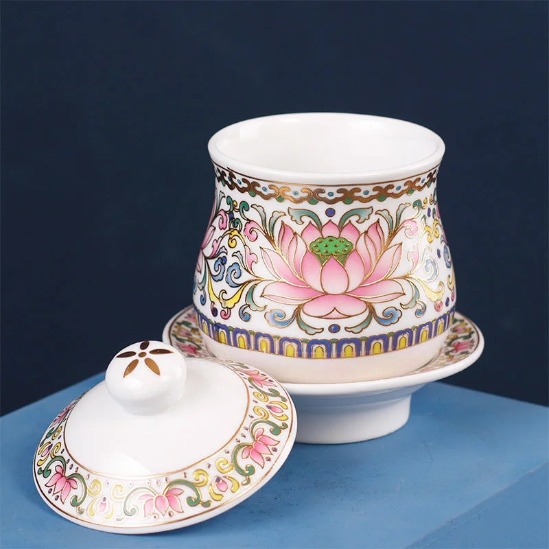 

11.5cm Porcelain Water Supply Cup Holy Water Cup Buddhist Altar Worship Lotu Cup Cup