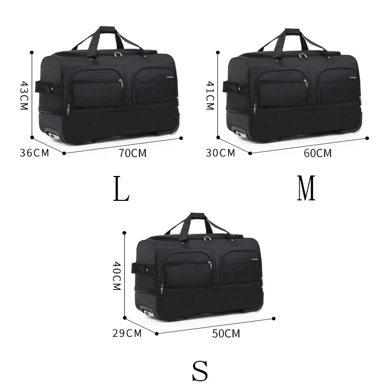 Large capacity Trolley Bags With Wheels Wheeled bag Foldable Oxford Luggage Travel Suitcase Rolling Bags Travel Luggage